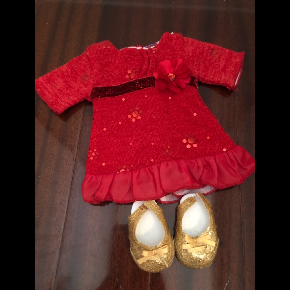 Red Holiday Dress and Shoes for American Girl Doll